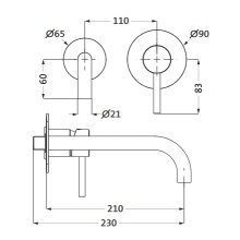 Herzbach DEEP White Waschtisch-Unterputzbatterie 210 mm