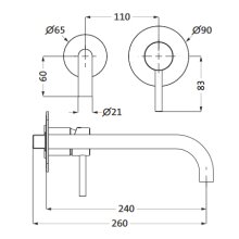 Herzbach DEEP White Waschtisch-Unterputzbatterie 240 mm