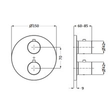 Herzbach DEEP White Unterputz Thermostat round für 2 Verbraucher