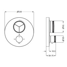 Herzbach DEEP White Unterputz Thermostat PUSH round für 3 Verbraucher