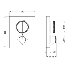 Herzbach DEEP White Unterputz Thermostat PUSH square für 2 Verbraucher