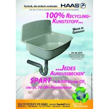 Haas Wandausgussbecken mit DN 50 Siphon 100% Recyclingmaterial - grau GRETA