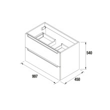 Waschtischunterschrank MONTERREY 1000 2 Schubladen White Cotton