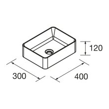 Salgar Aufsatzwaschtisch VERILA ohne Siphon und ohne Abfluss PORZELLAN WEIß 400 x 120 x 300 mm