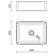 Salgar Aufsatzwaschtisch VERILA ohne Siphon und ohne Abfluss PORZELLAN WEIß 400 x 120 x 300 mm