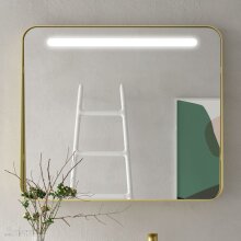 Salger APOLO Spiegel 800 Gold Horizontal Wandspiegel mit Abstellbord mit LED-leuchte