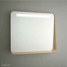 Salger APOLO Spiegel 800 Gold Horizontal Wandspiegel mit Abstellbord mit LED-leuchte