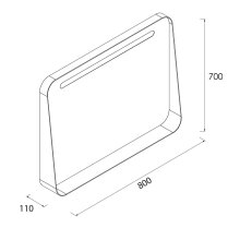 Spiegel APOLO 800 weiß Horizontal Wandspiegel mit Abstellbord mit LED-leuchte