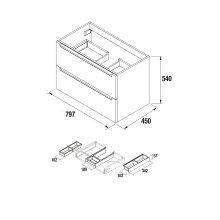 Waschtischunterschrank MONTERREY 800 2 Schubladen Eiche Afrika