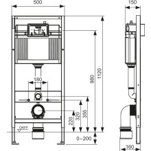 TECE Base WC-Modul BH 1120mm m Zweimengen Betät. von vorne