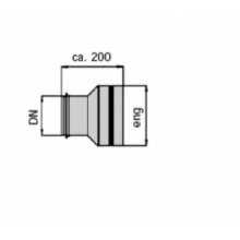 Schornstein Anschlussstück FU DN 120 auf 130 eng