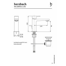 Herzbach CEO Waschtisch-Einlochbatterie S-Size, chrom