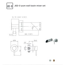 Wand Waschtischarmatur Set pure Edelstahl-Gebürstet JEE-O