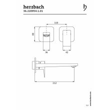 Herzbach CEO Waschtisch-Unterputzbatterie Farbset Auslauflänge 210 mm, chrom