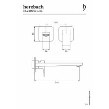 Herzbach CEO Waschtisch-Unterputzbatterie Farbset Auslauflänge 240 mm, chrom