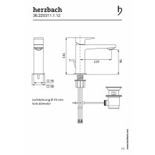 Herzbach CEO Waschtisch-Einlochbatterie S-Size, schwarz