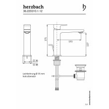 Herzbach CEO Waschtisch-Einlochbatterie M-Size, schwarz