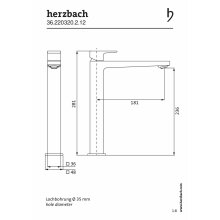 Herzbach CEO Waschtisch-Einlochbatterie XL-Size, schwarz