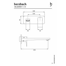 Herzbach CEO Waschtisch-Unterputzbatterie Farbset Auslauflänge 240 mm, Edelstahl