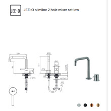 2-Loch Waschtischarmatur niedrig slimline schwarze Pulverbeschichtung JEE-O