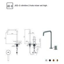 2-Loch Waschtischarmatur hoch slimline schwarze Pulverbeschichtung JEE-O