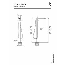 Herzbach CEO Wanneneinlaufsäule bodenstehend, chrom