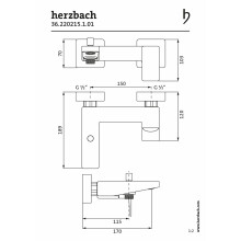 Herzbach CEO Wannenfüll- und Brausebatterie Aufputz, chrom