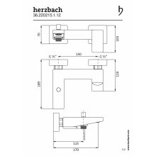 Herzbach CEO Wannenfüll- und Brausebatterie Aufputz, schwarz