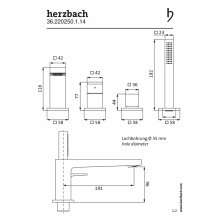 Herzbach CEO Vierloch-Wannenarmatur für Fliesen- oder Wannenrandmontage, Edelstahl