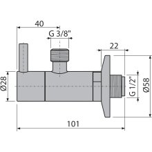 alcadrain Eckventil mit einem Filter 1/2"×3/8", NICKEL-Glanz