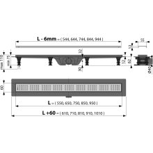 AlcaDrain APZ10 Duschrinne mit Edelstahlrost flach in Edelstahl oder Mattschwarz 550 bis 950