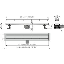 AlcaDrain APZ13 DOUBLE Duschrinne mit doppelseitigem Rost 550 bis 950