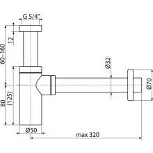 AlcaDrain Design Siphon 1 1/4" rund, Ganzmetall Gold matt gebürstet