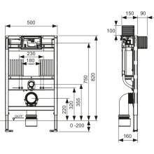 TECEprofil WC-Modul mit Uni-Spülkasten, BH 820mm, inkl. easy fit BTP-Montageo