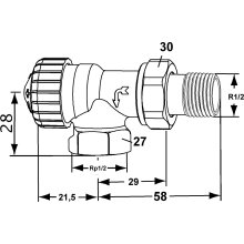 IMI Heimeier Thermostatventil-UT V-exakt II umgek. Flussrichtung Eck/Axialform 1/2