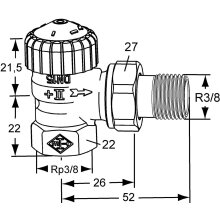 IMI Heimeier V-exakt II Thermostatventil-UT Rotguss vernickelt, Eckform 3/8