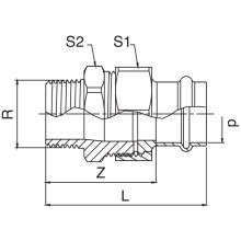 Frabo Rohrverschraubung I/A aus Rotguss flachdichtend 1/2 - 2" 12 - 54 mm