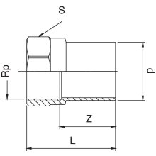 Frabo Einsteckstück mit I Gewinde Rotguss 1/2 - 2" 12-54 mm