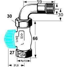IMI Heimeier Thermostatventil-UT RG vern. m. Bogenverschr. u. ger. Widerstand 1/2