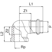 Frabo Winkel 90° aus Rotguss I/I 1/2-2" 12-54mm