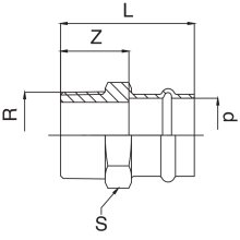 Frabo Pressfitting Übergangsstück mit A Gewinde aus Rotguss 1/2-2" 12-54mm