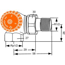 IMI Heimeier Thermostatventil-UT Eclipse Winkeleck, links DN15