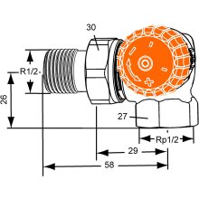 IMI Heimeier Thermostatventil-UT Eclipse Winkeleck, rechts DN15