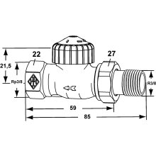 IMI Heimeier Thermostatventil-UT V-exakt II umgekehrter Flussrichtung DG 3/8 DN 10