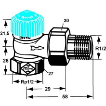 IMI Heimeier Thermostatventil-Unterteil RG vern. Eckf. m. ger. Widerstand 1/2