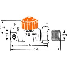 IMI Heimeier Thermostatventil-UT Eclipse Durchgang DN20