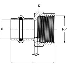 Frabo Pressfitting Übergangsstück mit I Gewinde aus Rotguss 1/2-2" 12-54mm