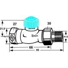 IMI Heimeier Thermostatventil-Unterteil RG vern DG m. ger. Widerst. 1/2