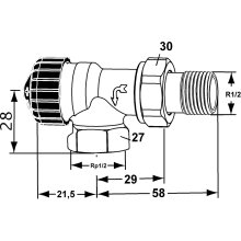 IMI Heimeier Thermostatventil-Unterteil umgek. Flussrichtung Eck/Axialform 1/2