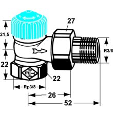 IMI Heimeier Thermostatventil-Unterteil RG vern. Eckf. m. ger. Widerstand 3/8